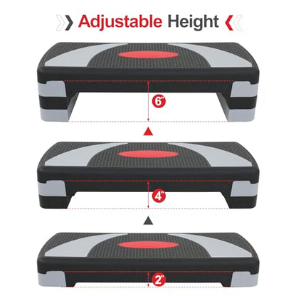 LEMY Adjustable Workout Aerobic Stepper, Exercise Step Platform for Home, Fitness, Gym, Strength Training - color: Black/Gray