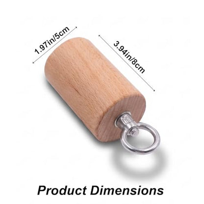 Wooden Grip Handle for Forearm & Climbing Training, Compact Cylindrical Open-Hand Grip with Stainless Steel Ring, Beech Wood Endurance Grip for Cable Machine & Pull Training