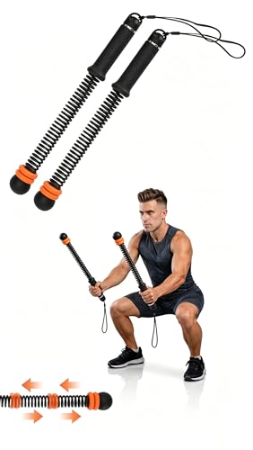 Ropeless Battle Ropes with Weighted Springs, Portable Weighted Home Fitness Training Tool for Low-Impact Exercise, HIIT & Strength Building, Suitable for Men and Women (Orange-Black)