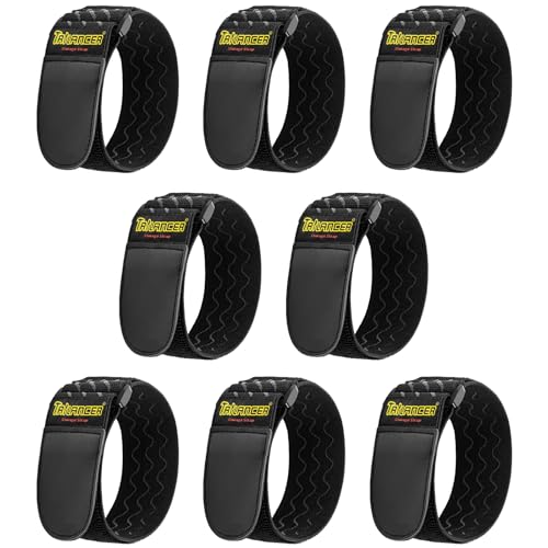 Trilancer Elastic Cinch Straps with Anti-Slip Strips, 12 "x 2"(8 Pack) Heavy Duty Multipurpose Hook and Loop Straps for Extension Cords, Cables, Ropes, Hoses, Bike, Pant Garters - size: 12"(8 pcs)
