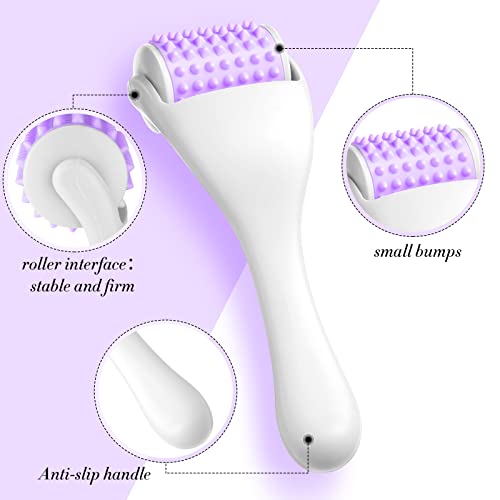 2 Pcs Muscle Roller Gift Fascia Stick Cellulite Face Muscle Body Massage Roller Massage Tool for Relief Neck Arm Back Leg Body Deep Release(Purple,Silicone) - color: Purple, style: Silicone