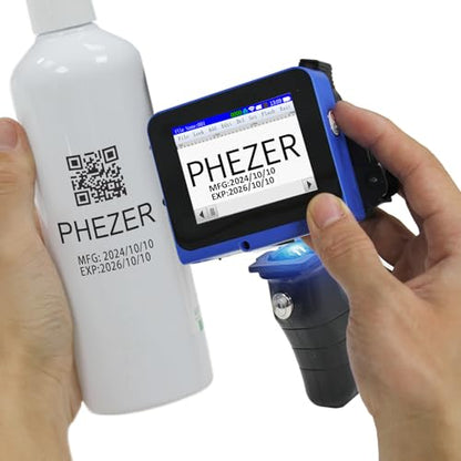 Phezer Mini Handheld Inkjet Printer PC11 for Flat and Curved Surface, with Touch Screen and Quick-Drying Ink Cartridge, Portable Pocket Marking Device for Label/Date/Barcode/Logo/Qrcode/Batch Number - color: PC11 Mini Printer