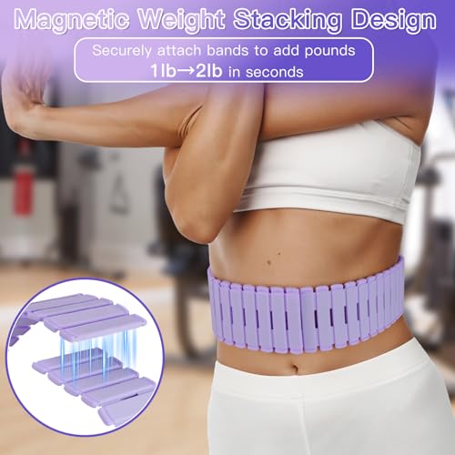 Wrist & Ankle Weights for Women Set of 2 (1LB Each), Adjustable Silicone Strap Design, Wearable Stackable Magnetic Ankle Weighted Bracelets, Perfect for Yoga, Pilates, Walking & Home Weighted Workouts