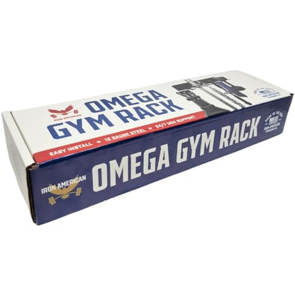 IRON AMERICAN) Gym Storage Hanger/Heavy Duty Multi-Purpose Gym Rack for Lifting Belts, Chains, Exercise Bands, Jump Ropes (mounting hardware included) - style: OMEGA GYM RACK (18 INCH / 9 PRONG)