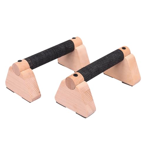 2 PCS Wooden Parallettes Bars, Wood Pushup Bars Non-Slip Base Exercise Home Workout Equipment, 20CM Supports Aerobics and Upper Body Strength Training for Men and Women