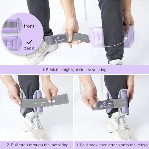 Sportneer Ankle Wrist Weights for Women Men, Pair of 1/2/4/6/10 LB Wearable Leg Arm Weights for Walking, Running, Pilates, Strength Training, Physical Therapy & Home Fitness