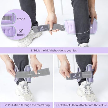 Sportneer Ankle Wrist Weights for Women Men, Pair of 1/2/4/6/10 LB Wearable Leg Arm Weights for Walking, Running, Pilates, Strength Training, Physical Therapy & Home Fitness