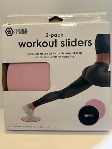 Workout Sliders 2-Pack, Pink, Dual-Sided Foam and Plastic, 7in Diameter, for Carpet, Tile, and Hardwood Floors
