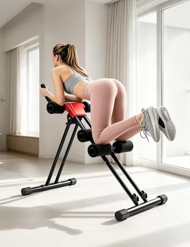 Dual Track ab Workout Machine with 5 Adjustable Heights | Abdominal Exercises Machine for Home Gym | Foldable Core & Ab Trainer with 330lbs Weight Capacity | Ab Women Exercise Fitness Trainer