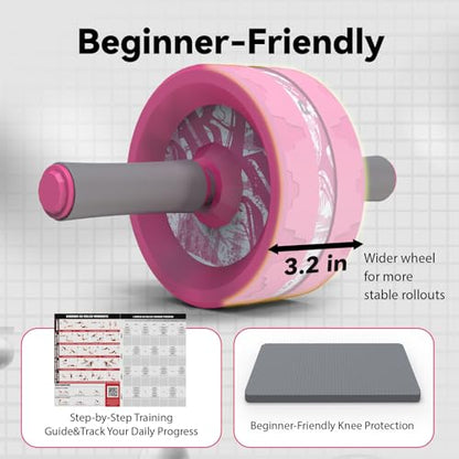 VINSGUIR Ab Roller Wheel, Abs & Core Workout Equipment for Home Gym with Knee Pad Accessories, Abdominal Wheel for Full-body Strength Training