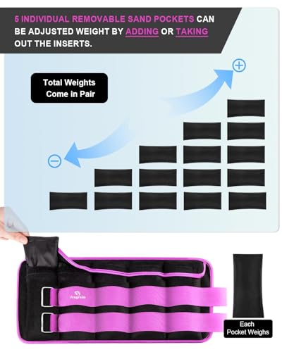 Fragraim Adjustable Ankle Weights 1-3/4/5/6/8/10/12/15/20 LBS Pair with Removable Weight for Jogging, Gymnastics, Aerobics, Physical Therapy - color: Purple, style: 7.5 lbs each( 15 lbs pair)