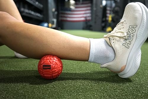 Large Trigger Point Massage Ball - 3.1 Inch Hard Rubber Therapy Ball for Myofascial Massage - Deep Tissue Massager for Myofascial Release and Pressure Point Recovery (Red (Medium)) - color: Red (Medium)