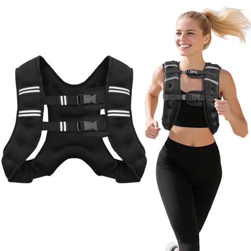 6lb/8lb/12lb/16lb/20Lb Weighted Vest Woman Men with Reflective Stripe, Chest Size Adjustable Strength Training Weight Vest for Walk Running Jogging - color: Black, size: 12 Lbs