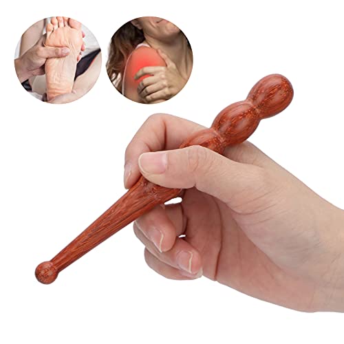 Wooden Foot Hand Massage Stick - Pain Relief and Reflexology Massager for Neck, Back, and Legs - Ergonomic, Portable, Durable Red Wood Design