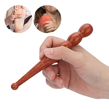 Wooden Foot Hand Massage Stick - Pain Relief and Reflexology Massager for Neck, Back, and Legs - Ergonomic, Portable, Durable Red Wood Design