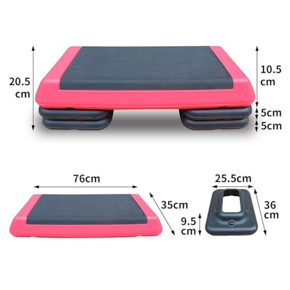 Exercise Aerobic Step Platform,Adjustable Height Fitness Stepper Stackable Risers, Aerobics Stepper Workout Stepper for Gym Home Cardio Strength & Training - color: Red-2 Risers