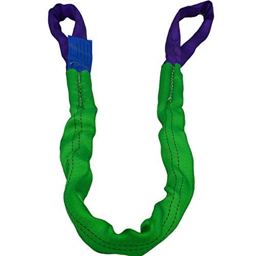 2" x 5' Lifting Slings Straps Polyester Heavy Duty Web Slings 4400 Lbs Vertical, 3520 Lbs Choker, 8800 Lbs Basket (Green/Purple)