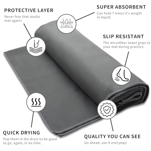 MIAOMIAO Non-Slip Hot Yoga Towel Set,Super Absorbent Microfiber in, 24.5" x 72" - Anti-Slip, Injury Free Design for Pilates, Yoga Mats, Exercise, and Fitness Gear - color: Navy Blue