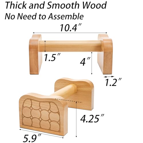 Wooden Parallettes Bars, Solid Beech Wood Push-up Stand for Calisthenics, Non-Slip Push Up Bars for Home Gym, Wrist-Friendly Push Up Handles for Handstand & Strength Training