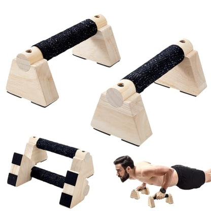 AHANDMAKER Wooden Parallettes Bars for Handstand Training in Natural Bisque Calisthenics Equipment Push Up Bars Dip Stands for Home Gym Strength Training Men Fitness Essentials