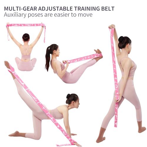 12 Loop Resistance Stretch Band, Numbered Flexibility Strap for Exercise, Physical Therapy, Yoga, Pilates, Dance, Gymnastics and Rehab Training, Adjustable Stretching for Splits, Ballet,Home Workouts - color: Pink