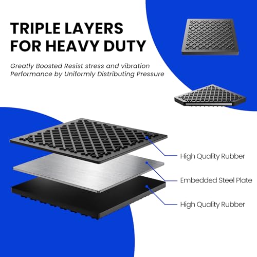 Exercise Equipment Mat 5.11x5.11x0.55in 4pcs, Heavy Duty Thick Steel Embedded Rubber Mat, Anti Slip/Noise Reduction/Vibration Resistance, Treadmills Equipment Pads, Used for Carpets, Wooden Floors - size: 5.11’‘x5.11’‘-4pcs