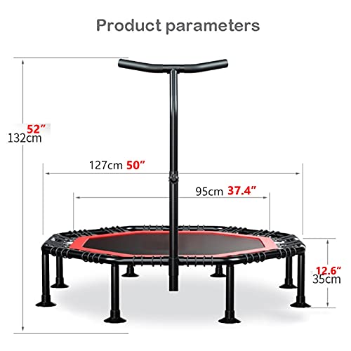 Trampoline Folding Mini Trampoline with Foam Handle Bar, Fitness Rebounder for Adult Indoor and Outdoor Exercise, Kids Balance Training Equipment (Size : 50in)