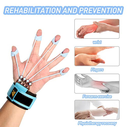 Finger Strengthener, Grip Strength Trainer, Gripster Finger Exerciser, Hand Grip Strengthener for Finger Strength & Therapy, 3 Resistance Levels (Grey 20LB, Blue 40LB, Black 60LB)