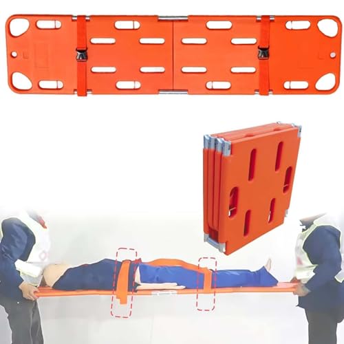 Foldable Spine Board Stretcher, EMT Transfer Backboard for Patient, 4-Fold Design, Lightweight PE Plastics Ambulance Stretcher, for Patient Transfer
