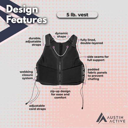 Austin Active 5 lb Adjustable Weighted Vest - color: Katie Austin (Black)