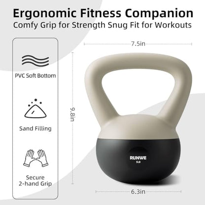 Soft Kettlebell - Sand Filled Kettlebell Cushioned Impact-Resistant Base Options for 25, 20, 15, 10 and 5 LB, Safety Guaranteed Ideal for Men, Women, & Beginners