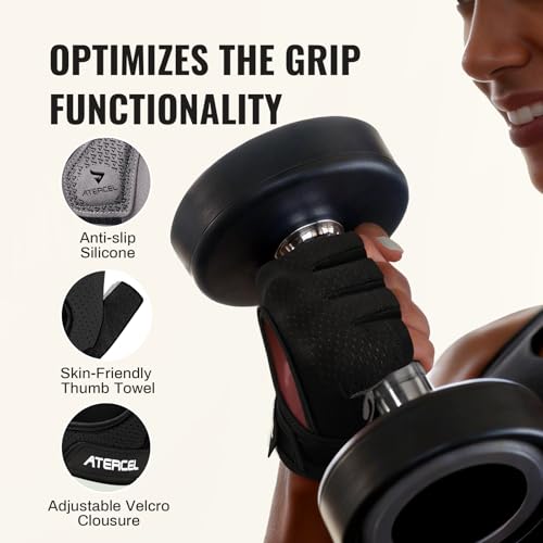 ATERCEL Weight Lifting Gloves Full Palm Protection, Workout Gloves for Gym, Cycling, Exercise, Climbing, Breathable, Super Lightweight for Mens and Women