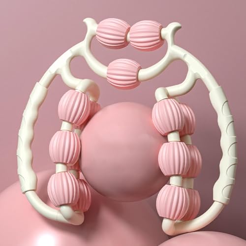 15 Wheels Massage Roller, Cellulite Appearance Circular Leg Clamp Massage Relax Roller, Muscle Relaxer for Legs, Thighs, Arm, Indoor Sports Yoga Bodybuilding Equipment (Pink)