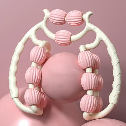 15 Wheels Massage Roller, Cellulite Appearance Circular Leg Clamp Massage Relax Roller, Muscle Relaxer for Legs, Thighs, Arm, Indoor Sports Yoga Bodybuilding Equipment (Pink)