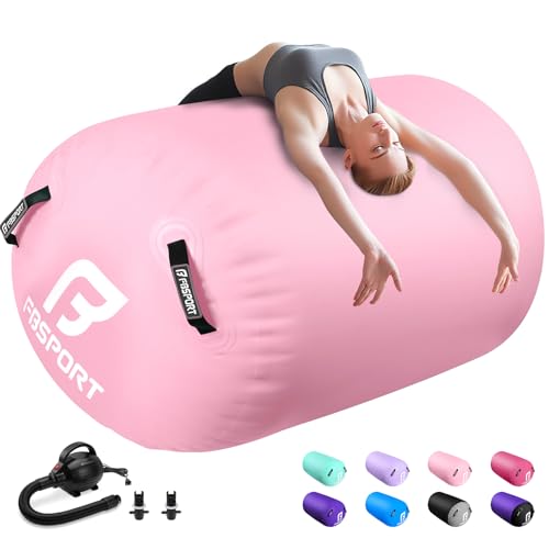 FBSPORT Air Roller Gymnastics Barrel, Inflatable Gymnastics Air Roller Inflatable Air Gymnastics Mat for Yoga Cheerleading Training Home Outdoor Indoor Use - color: Light Pink, size: Mat: None | Roller: 39.37in x 23.6in