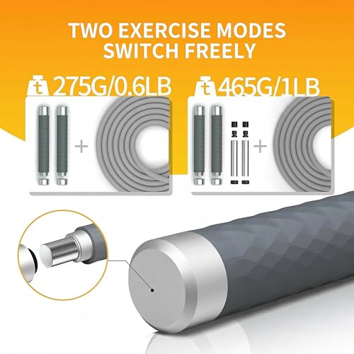 PROIRON Jump Rope Double Weighted Skipping Rope（1LB）360° Swivel Ball Bearings Tangle-Free Double Fat Burning with Aluminum Handle Heavy Jump Rope for Endurance Weight Lose Crossfit MMA Cardio & Workouts