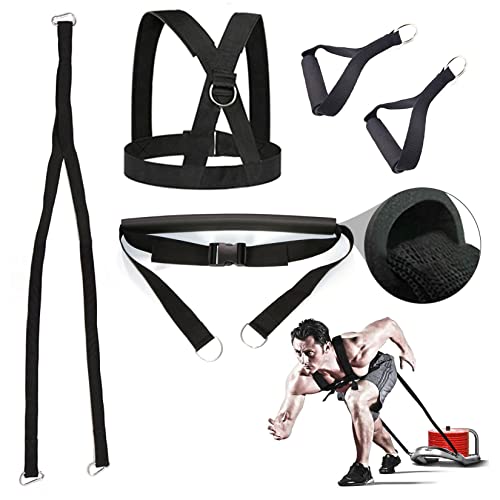 Exercise Resistance Fitness Bands Set Workout Equipment Double Endurance Weight Sled Harness Kits Sled Pulling Strap for Running Sprinting Resistance Speed Agility Training, Black - color: BACK-6.6FT