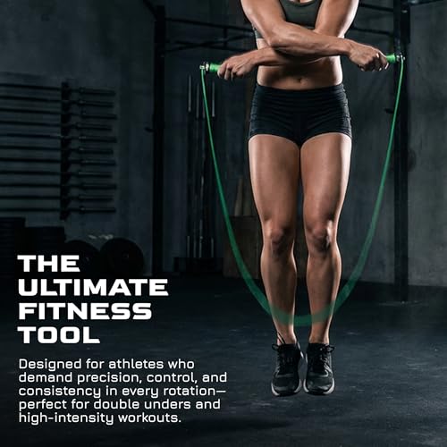 Attack Speed Jump Rope Adjustable Dual-Cable Skipping Rope for Men, Speed & Weighted Options, Fast Fold-Over Adjustment Durable Adult Boxing Rope for Fitness, Cardio Home Gym & Cross Training - Green