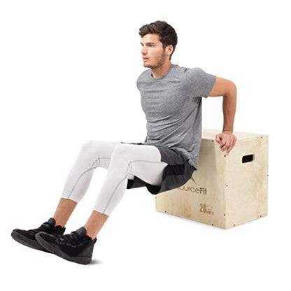 ProsourceFit 3-in-1 Wood Plyometric Jump Box For Cross Conditioning, Agility, Vertical Jump Training & Plyo Workouts - size: Beige 24 x 20 x 16, style: Smooth Sanded Finish