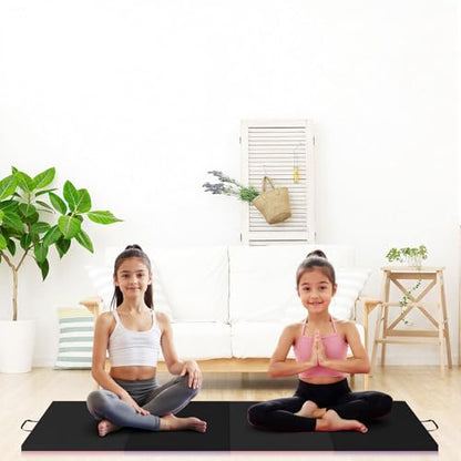 Folding Gymnastics Mat, 6x3Ft/6x2Ft Thick Portable Exercise and Tumbling Pad for Home Gym, Pilates, Aerobics and Martial Arts, 4-Panel Folding Floor Mat - size: 4-fold 6x3Ft