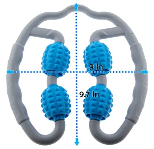 5 STAR SUPER DEALS Quad Roller Massage Stick- U Shaped 360° Deep Massage Ball Tool to Relieve Arm, Leg, Neck Muscle Soreness Stiffness and Tight Muscles (Purple)