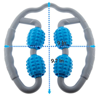 5 STAR SUPER DEALS Quad Roller Massage Stick- U Shaped 360° Deep Massage Ball Tool to Relieve Arm, Leg, Neck Muscle Soreness Stiffness and Tight Muscles (Purple)