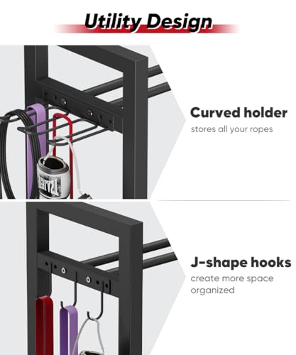 Adjustable Dumbbell Rack, Weight Storage Stand Holder for Dumbbells & Kettlebells, Heavy-Duty Metal Home Gym Workout Organizer with Hook for Gym Equipment Accessories (Rack Only)