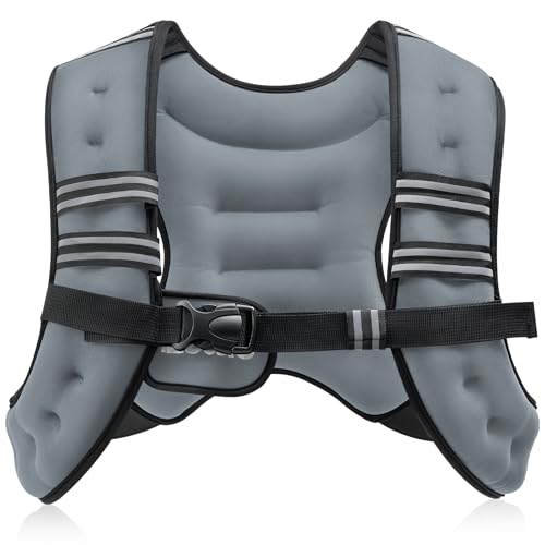 ZELUS Weighted Vest, 6lb/8lb/12lb/16lb/20lb/25lb/30lb Weight Vest with Reflective Stripe for Workout, Strength Training, Running, Fitness, Muscle Building, Weight Loss, Weightlifting - color: Grey, size: 8lb