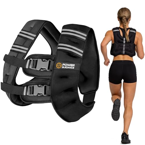POWER GUIDANCE Weighted Vest for Men & Women with Reflective Stripes,Adjustable Workout Vest for Running, Jogging, Walking & Strength Training, Comfortable Rucking Weight Vest