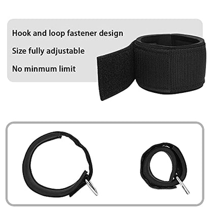 Ankle Straps Wrist Cuffs 5.5mm Neoprene Padded Large D-Ring for Cable Machines Fitness Legs Exercise Attachment Adjustable - color: Black