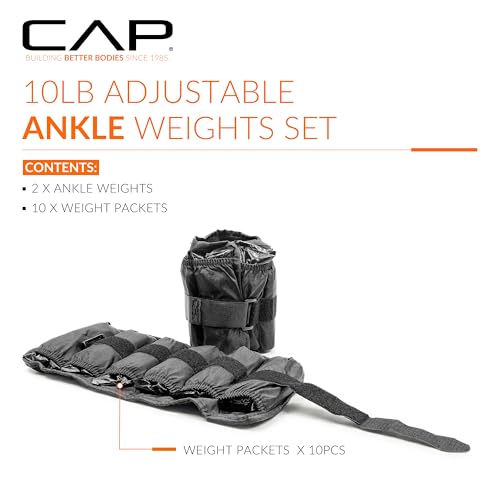 CAP Barbell Adjustable Ankle Weights |10-20lb Pair | Black