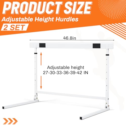 Adjustable Height Hurdles from 27 to 42 Inch Foldable Track and Field Equipment Jumping Speed and Agility Training Hurdle for Track Soccer Athletic Basketball Courses Drills