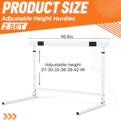 Adjustable Height Hurdles from 27 to 42 Inch Foldable Track and Field Equipment Jumping Speed and Agility Training Hurdle for Track Soccer Athletic Basketball Courses Drills