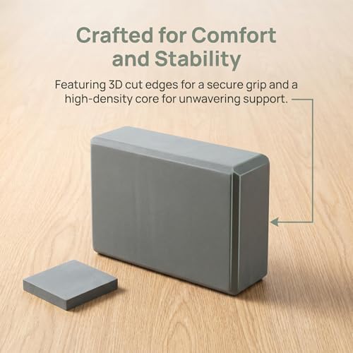Yoga Blocks, EVA Foam Workout Equipment, High Density Foam Blocks with Non-Slip Surface, Beveled Edges for Yoga, Pilates, Stretching, Meditation, Home Gym Essentials, 9" x 6" x 3" - color: Black